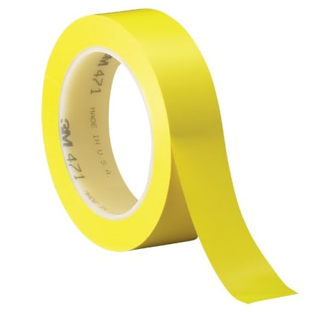 3M 1'' x 36 yds. Yellow 3M 471 Vinyl Tape, 36PK BUY00023341